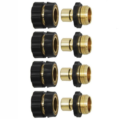 American Standard 3/4 Inch Brass Quick Connect Garden Hose Adapter (4 Male & 4 Female).