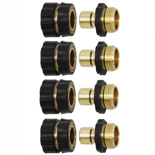 American Standard 3/4 Inch Brass Quick Connect Garden Hose Adapter (4 Male & 4 Female).