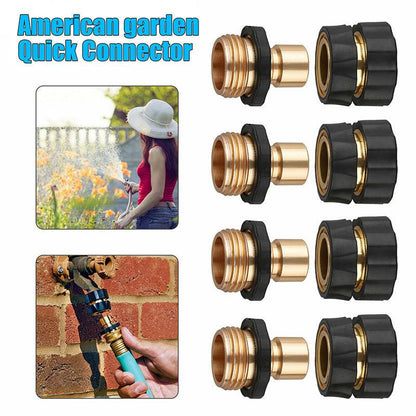 American Standard 3/4 Inch Brass Quick Connect Garden Hose Adapter (4 Male & 4 Female).