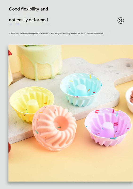 Style 4 Silicone Mini Cake Molds (30 Pack) -  For Cupcakes, Desserts (7.5x7.5x2.5cm)