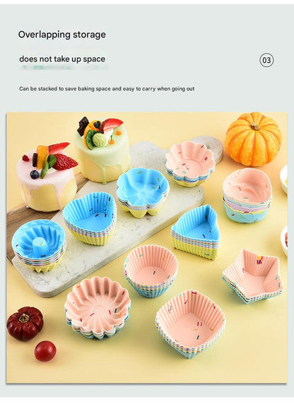 Style 9 Silicone Mini Cake Molds (30 Pack) -  For Cupcakes, Desserts (6.5x6.5x3cm)