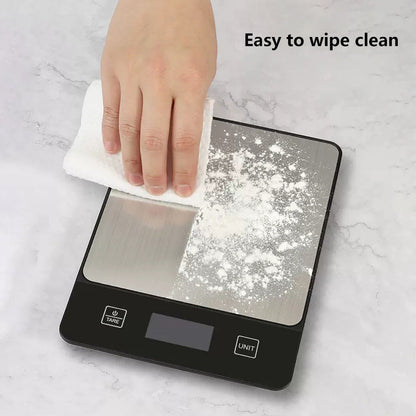 Black Digital Kitchen Scale - Stainless Steel Food Scale for Baking & Cooking (10kg/1g)