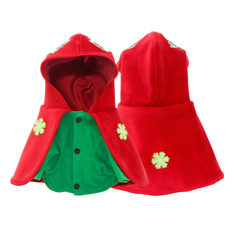 Christmas Dog Costume - Festive Hooded Cape & Green Jumpsuit Outfit (Size : 6XL)