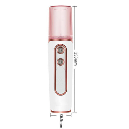 Pink Dual Nozzle Nano Facial Mister - USB Rechargeable Hydrating Spray.