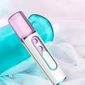 Purple Dual Nozzle Nano Facial Mister - USB Rechargeable Hydrating Spray.