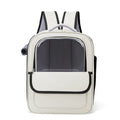 Beige And Black Spacious Pet Carrier Backpack with Clear Window - Comfortable Travel Bag for Cats & Small Dogs