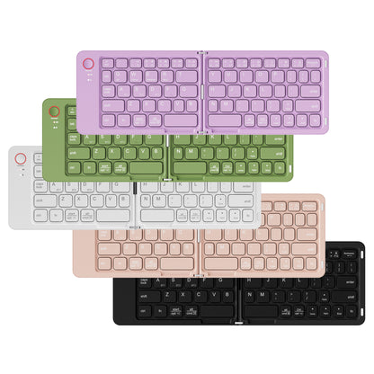 Purple Ultra-Slim Foldable Bluetooth Keyboard - Portable Wireless Rechargeable Travel Keyboard for iOS Android Windows Devices