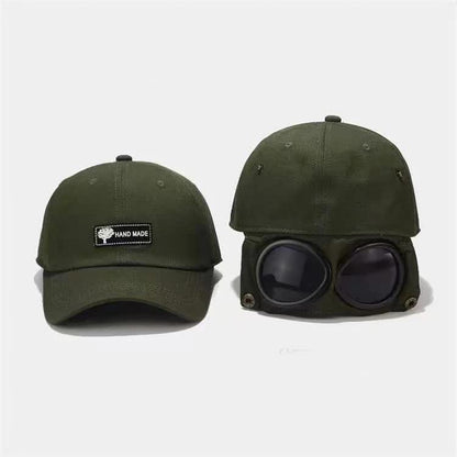 Beige Stylish Aviator Goggle Baseball Cap - Unisex Outdoor Cotton Sun Hat