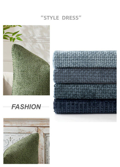 Pink Plush Chenille Cushion Covers Set of 2 - Soft Textured Decorative Throw Pillow Cases for Sofa Couch, 45x45cm