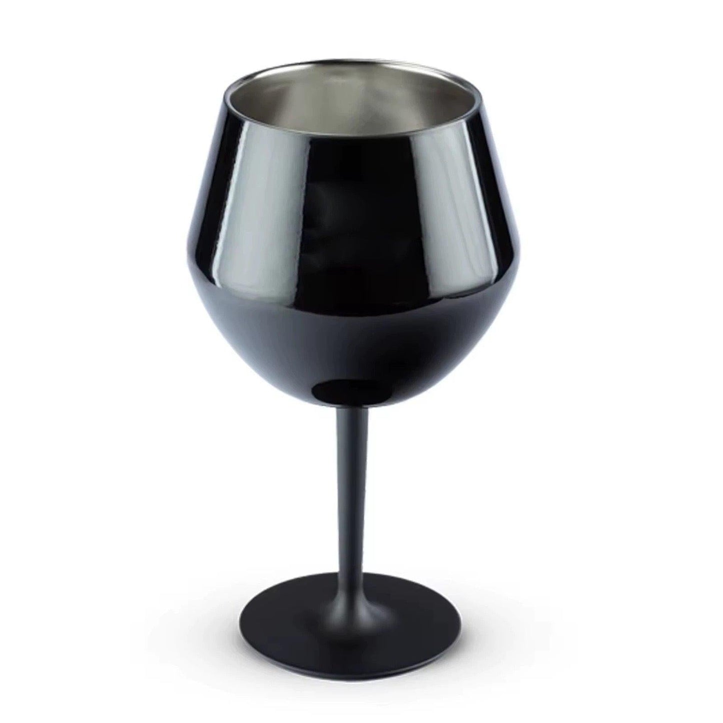 2 Pcs Black Detachable Stainless Steel Wine Glass - 14oz (420ml) Portable Stemmed Goblet for Outdoors & Travel.
