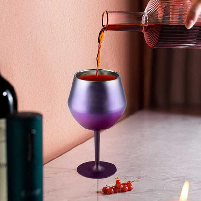 2 Pcs Black Detachable Stainless Steel Wine Glass - 14oz (420ml) Portable Stemmed Goblet for Outdoors & Travel.