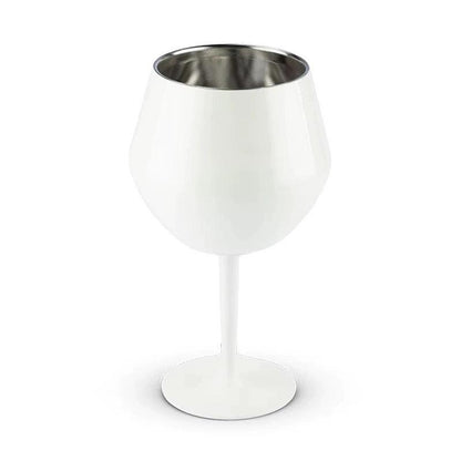 2 Pcs White Detachable Stainless Steel Wine Glass - 14oz (420ml) Portable Stemmed Goblet for Outdoors & Travel.