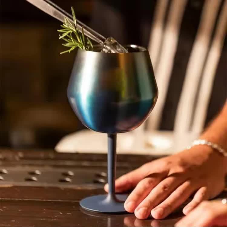 2 Pcs White Detachable Stainless Steel Wine Glass - 14oz (420ml) Portable Stemmed Goblet for Outdoors & Travel.