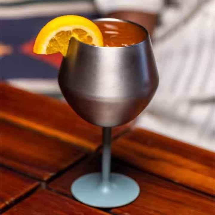 2 Pcs White Detachable Stainless Steel Wine Glass - 14oz (420ml) Portable Stemmed Goblet for Outdoors & Travel.