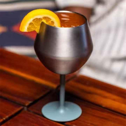 2 Pcs White Detachable Stainless Steel Wine Glass - 14oz (420ml) Portable Stemmed Goblet for Outdoors & Travel.