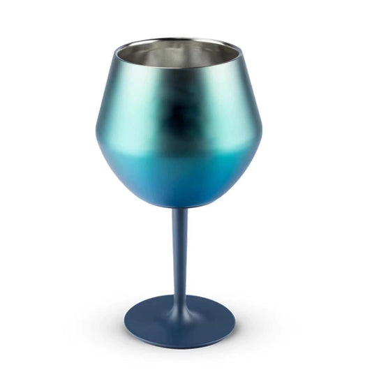 2 Pcs Blue Detachable Stainless Steel Wine Glass - 14oz (420ml) Portable Stemmed Goblet for Outdoors & Travel.