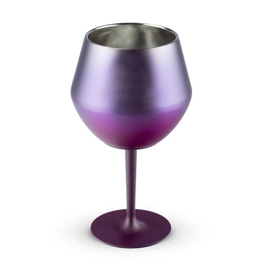 2 Pcs Purple Detachable Stainless Steel Wine Glass - 14oz (420ml) Portable Stemmed Goblet for Outdoors & Travel.
