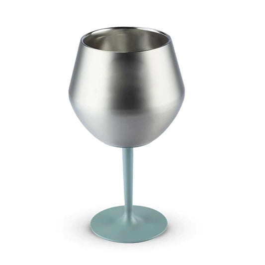 2 Pcs Green and Silver Detachable Stainless Steel Wine Glass - 14oz (420ml) Portable Stemmed Goblet for Outdoors & Travel.