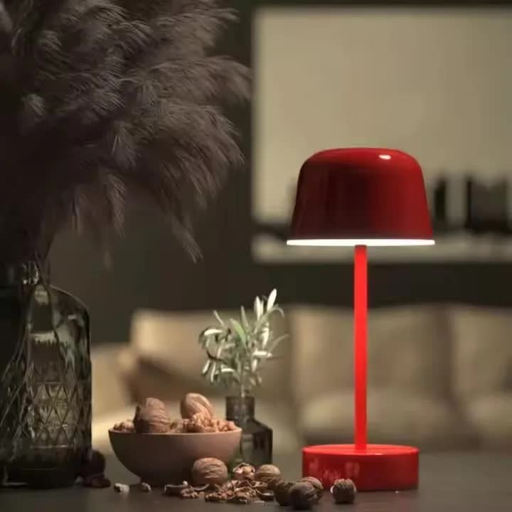 Yellow Modern Minimalist LED Table Lamp - Rechargeable Touch Control Desk Light