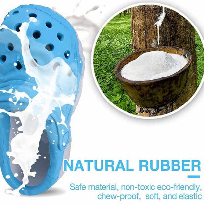 Size S Blue Tough Slipper Dog Chew Toy - Natural Rubber Treat Dispenser & Teeth Cleaner for Interactive Play & Boredom Relief