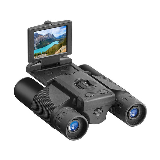 Black HD Digital Camera Binoculars 8X Zoom - Record Video & Photos with LCD Screen, Starlight Night Vision for Outdoors.