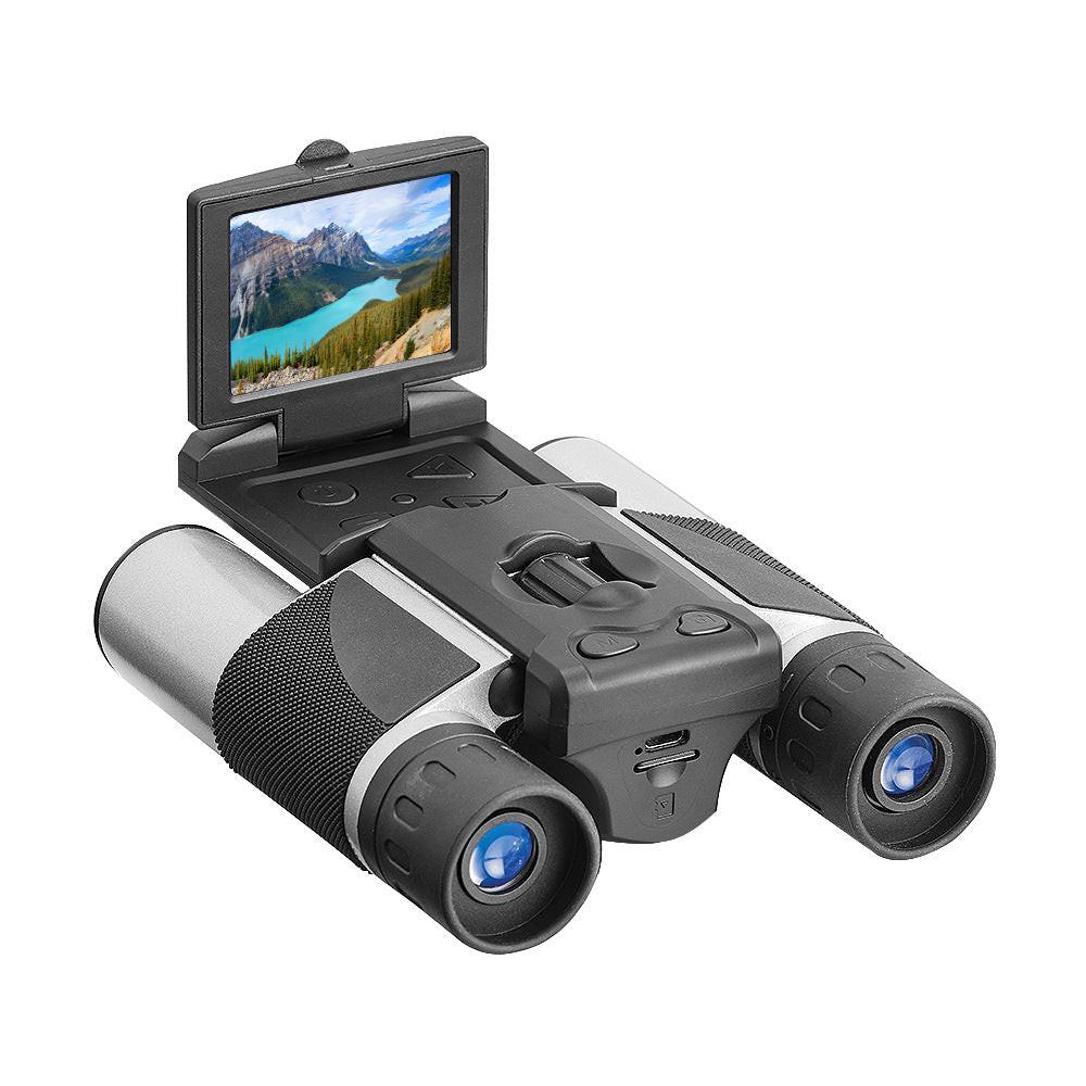 Silver and Black HD Digital Camera Binoculars 8X Zoom - Record Video & Photos with LCD Screen, Starlight Night Vision for Outdoors.
