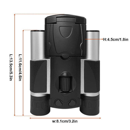 Silver and Black HD Digital Camera Binoculars 8X Zoom - Record Video & Photos with LCD Screen, Starlight Night Vision for Outdoors.