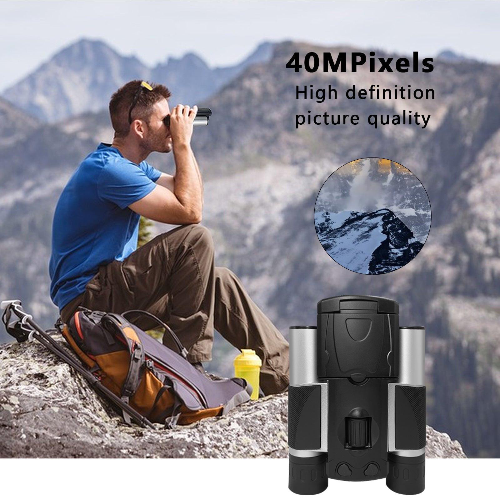 Silver and Black HD Digital Camera Binoculars 8X Zoom - Record Video & Photos with LCD Screen, Starlight Night Vision for Outdoors.