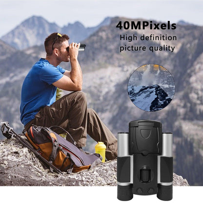 Silver and Black HD Digital Camera Binoculars 8X Zoom - Record Video & Photos with LCD Screen, Starlight Night Vision for Outdoors.