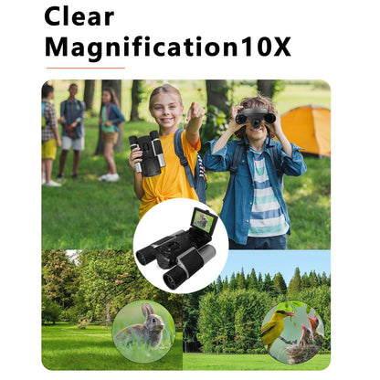 Silver and Black HD Digital Camera Binoculars 8X Zoom - Record Video & Photos with LCD Screen, Starlight Night Vision for Outdoors.
