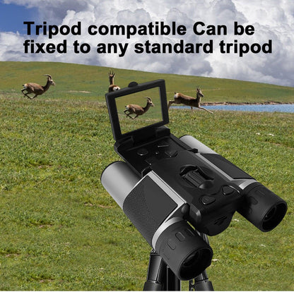 Silver and Black HD Digital Camera Binoculars 8X Zoom - Record Video & Photos with LCD Screen, Starlight Night Vision for Outdoors.