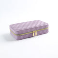 Purple Stylish PU Leather Travel Jewellery Box - Compact Organizer for Rings, Earrings, Necklaces with Mirror