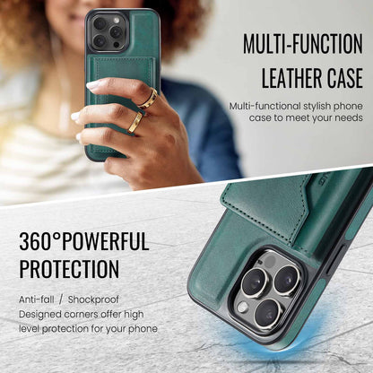 Black Premium MagSafe Wallet Case for iPhone 16 Pro Max - Detachable PU Leather Magnetic Card Holder