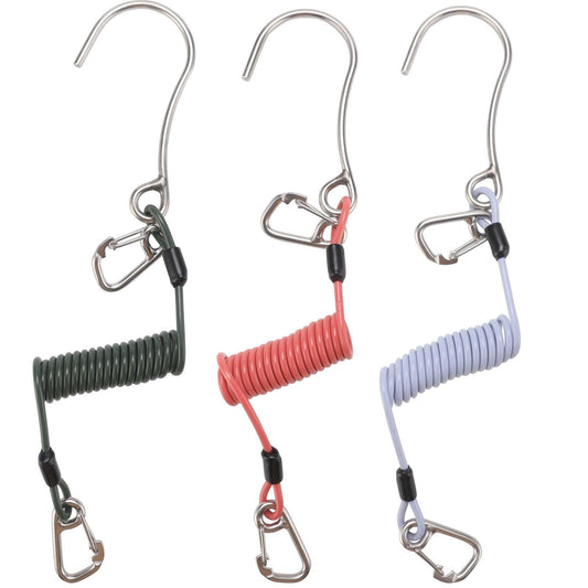 Blue Pro 316 Stainless Steel Diving Reef Hook - Single, Double Combo Pack - Current Hook with Coiled Safety Lanyard.