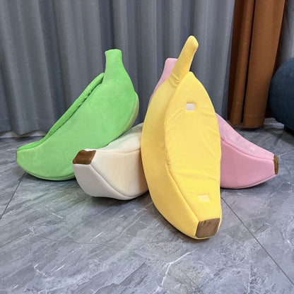 Pink Cozy Banana Peel Pet Bed - Plush & Warm Cave House for Cats & Small Dogs (Medium)