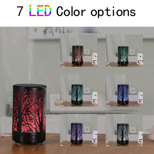 Black Forest Design Iron Essential Oil Diffuser - 7 Color LED Ultrasonic Cool Mist Humidifier 100ml.