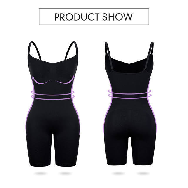 Size L Black Seamless Full Body Shaper for Women - Tummy Control, Butt Lifter & Thigh Slimmer Bodysuit