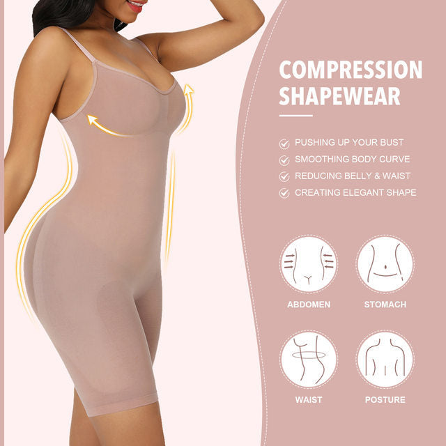 Size L Black Seamless Full Body Shaper for Women - Tummy Control, Butt Lifter & Thigh Slimmer Bodysuit
