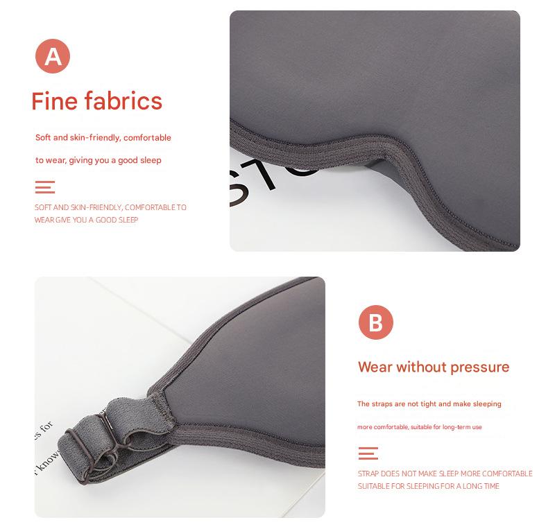 2 Pcs Grey 3D Contoured Eye Mask - Total Blackout, Pressure-Free Memory Foam, Skin-Friendly & Breathable for Deep Rest.