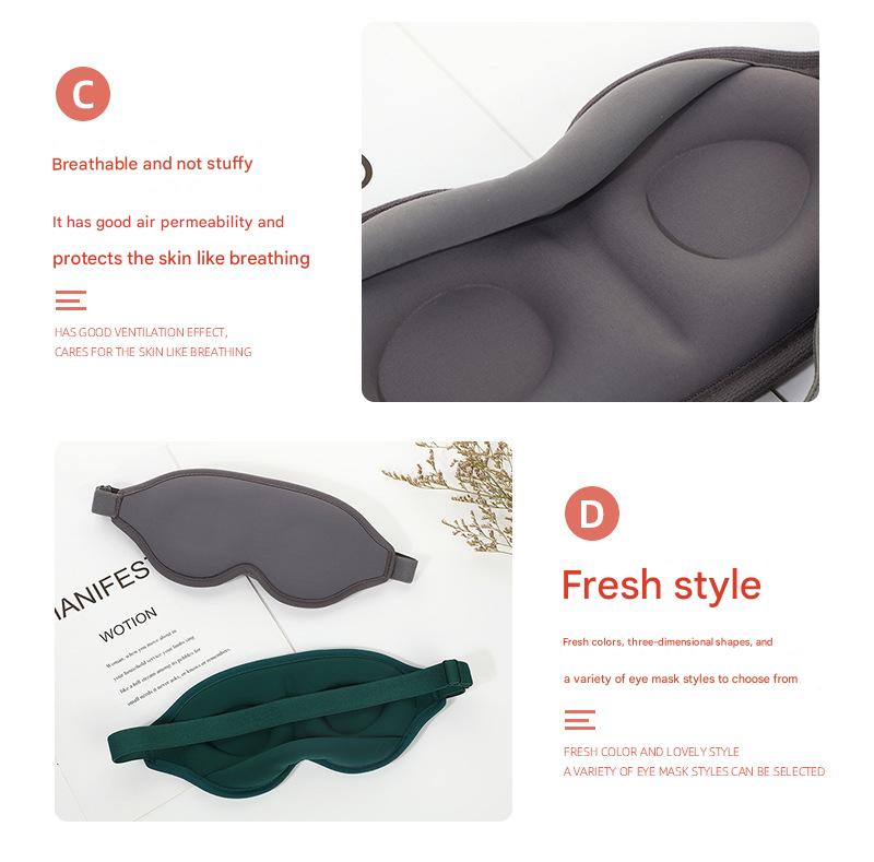 2 Pcs Grey 3D Contoured Eye Mask - Total Blackout, Pressure-Free Memory Foam, Skin-Friendly & Breathable for Deep Rest.