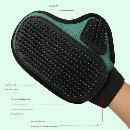 2 Pcs Grey And Black Pet Grooming Glove - Gentle Deshedding & Massage Mitt for Dogs & Cats, Efficient Fur Remover