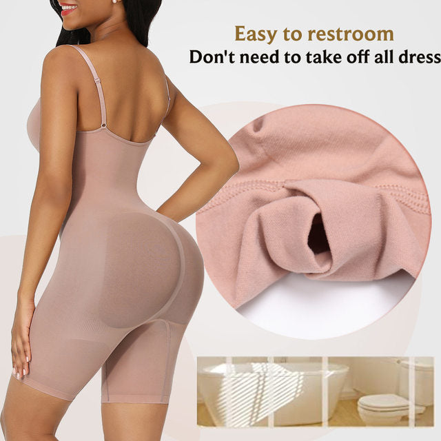 Size S Brown Seamless Full Body Shaper for Women - Tummy Control, Butt Lifter & Thigh Slimmer Bodysuit