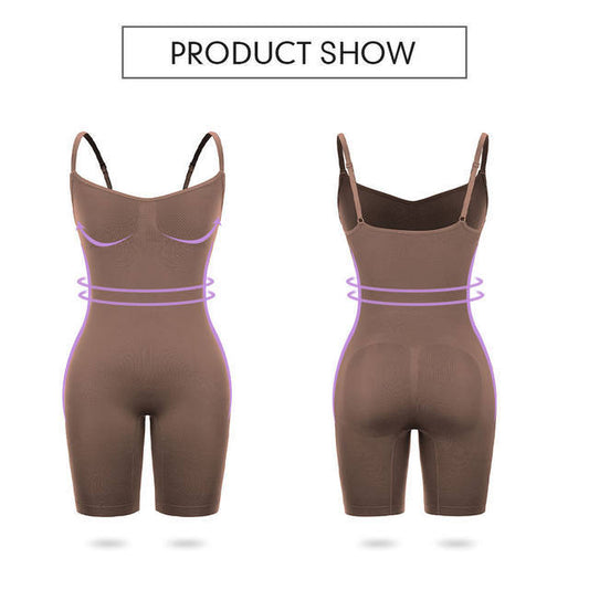 Size XXXL Brown Seamless Full Body Shaper for Women - Tummy Control, Butt Lifter & Thigh Slimmer Bodysuit