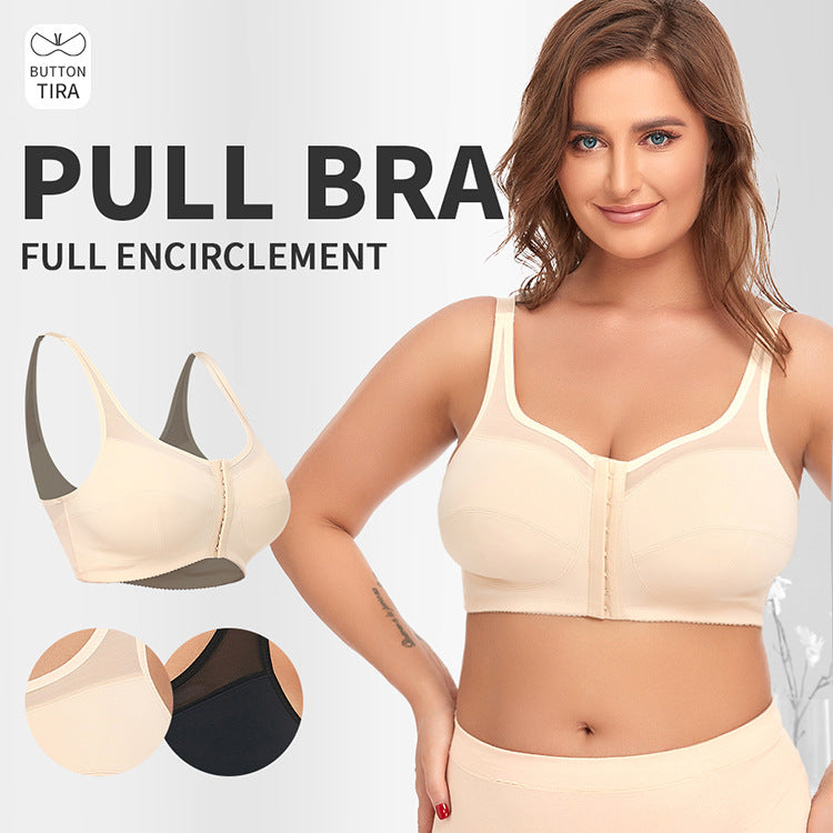 2 Pcs Size XL Women's Wireless Large-Cup Lace Bra with Front Clasp - Comfortable, Breathable, Black