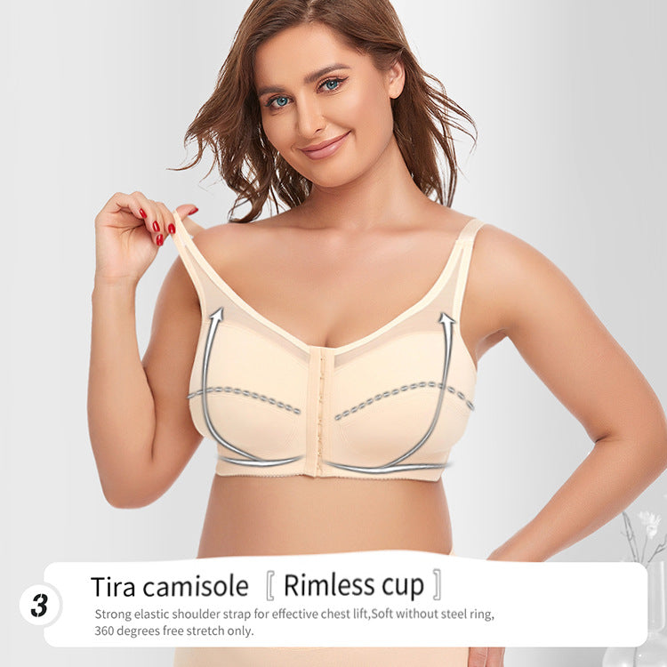 2 Pcs Size XL Women's Wireless Large-Cup Lace Bra with Front Clasp - Comfortable, Breathable, Black