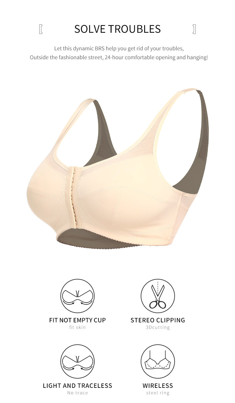 2 Pcs Size XL Women's Wireless Large-Cup Lace Bra with Front Clasp - Comfortable, Breathable, Black