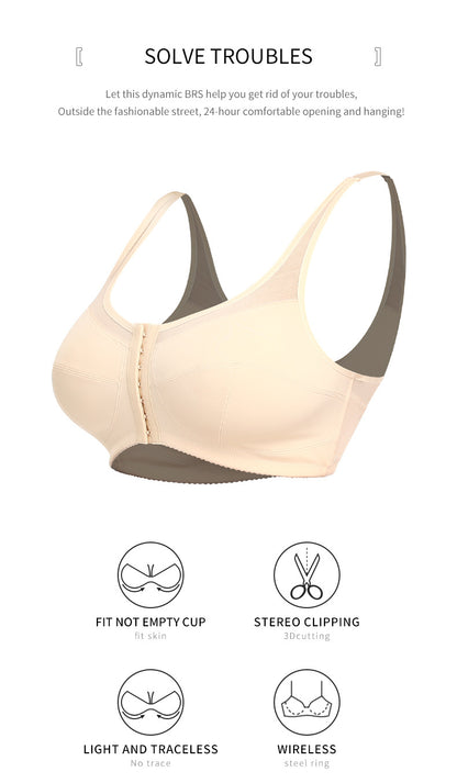 2 Pcs Size XL Women's Wireless Large-Cup Lace Bra with Front Clasp - Comfortable, Breathable, Black