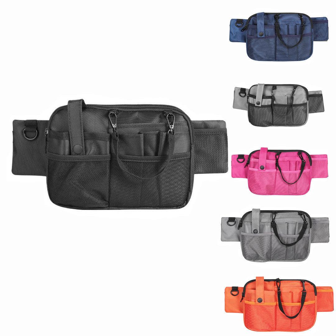 Grey and Black Nurse Utility Belt Bag - Multi-Pocket Medical Organizer Waist Pack for Tools & Essentials.