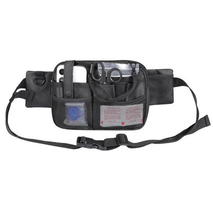 Grey and Black Nurse Utility Belt Bag - Multi-Pocket Medical Organizer Waist Pack for Tools & Essentials.