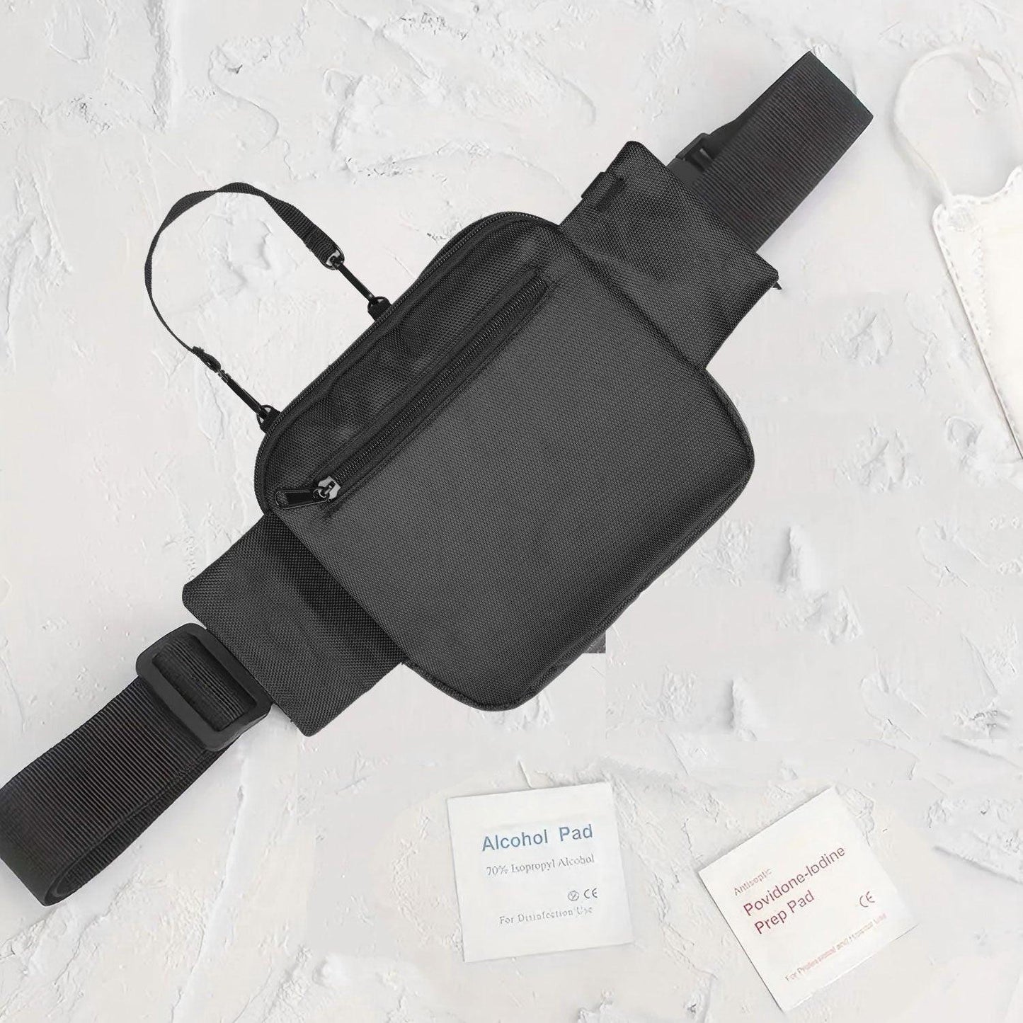 Grey and Black Nurse Utility Belt Bag - Multi-Pocket Medical Organizer Waist Pack for Tools & Essentials.